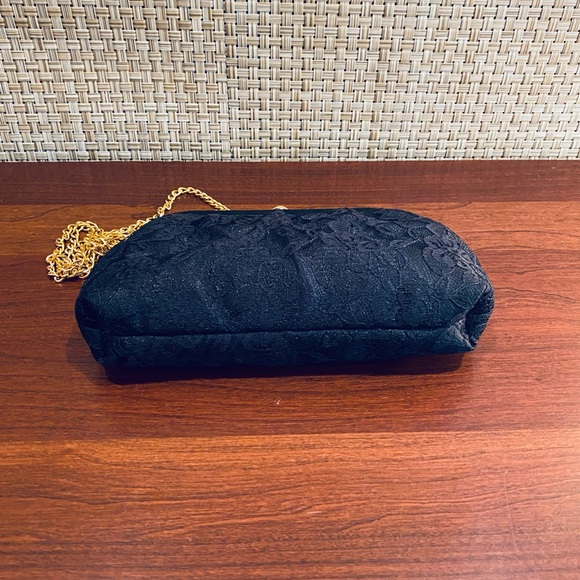 🌟HP🌟VTG 1980s Black Lace Beehive Clasp Evening Bag - Picture 9 of 9